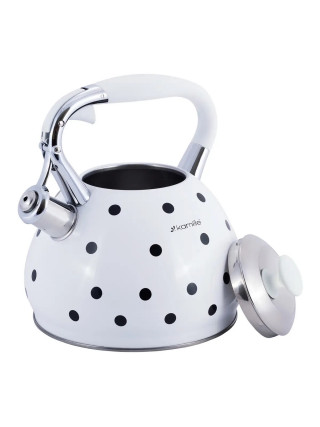 Чайник 3л з нержавіючої сталі зі свистком i ручкою з покриттям "soft-touch" (бiлий, бежевий, кавовий)
