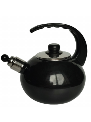 Чайник емальований Kamille 2,5 л. чорний зі свистком, пластикова ручка