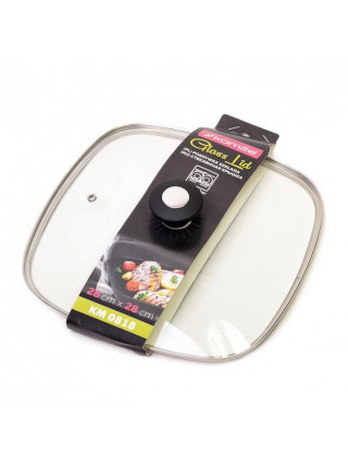 Кришка скляна квадратна Kamille 28*28 см. з металевим обідком (універсальна)