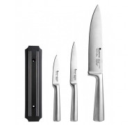 Набір ножів Bergner 4 пр. (ніж кухарський 20 см., ніж універсальний 12,5 см., ніж овочевий 8,75 см., магнітна планка)