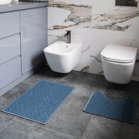 Набір килимів для ванної кімнати поліпропіленовий ТМ Dariana LITTLE 44*70+44*40 з вирізом темно-синій