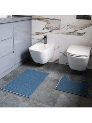 Набір килимів для ванної кімнати поліпропіленовий ТМ Dariana LITTLE 44*70+44*40 з вирізом темно-синій