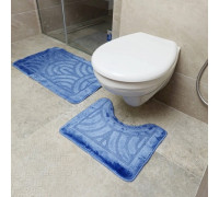 Набір килимків для ванних кімнат поліпропіленовий TM DarianA Econom 50*80+50*40 з вирізом синій орнамент