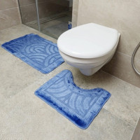 Набір килимків для ванних кімнат поліпропіленовий TM DarianA Econom 50*80+50*40 з вирізом синій орнамент