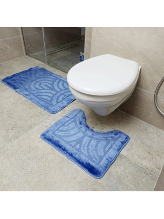 Набір килимків для ванних кімнат поліпропіленовий TM DarianA Econom 50*80+50*40 з вирізом синій орнамент