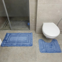 Набір килимків для ванних кімнат поліпропіленовий TM DarianA Econom 50*80+50*40 з вирізом синій рамка