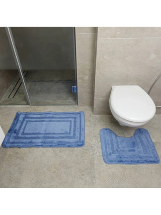 Набір килимків для ванних кімнат поліпропіленовий TM DarianA Econom 50*80+50*40 з вирізом синій рамка