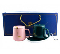 Кружка з кришкою і підігрівальною підставкою Lucky 420 мл, порцеляна под.уп. 