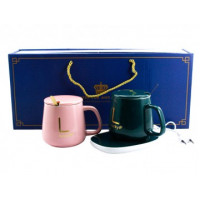 Кружка з кришкою і підігрівальною підставкою Lucky 420 мл, порцеляна под.уп. 