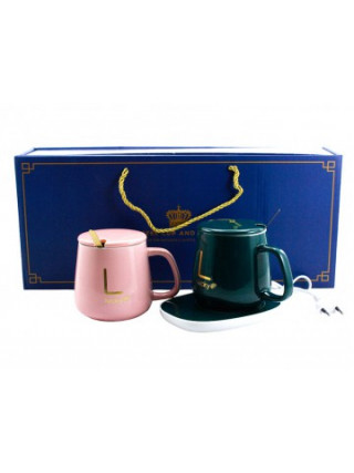 Кружка з кришкою і підігрівальною підставкою Lucky 420 мл, порцеляна под.уп. 