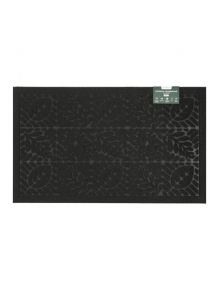 Килимок придверний без кромки 45х75см, з візерунком ЛИСТЯ, чорний