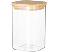 Банка для зберігання Ardesto Midori 500мл, скло, бамбук, квадратна, прозорий