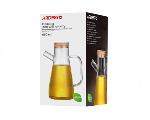 Пляшка для олії та оцту Ardesto Midori, 650 мл, боросилікатне скло