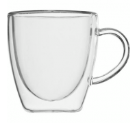 Набір чашок з ручками і подвійними стінками Ardesto, 100 мл, 2шт, боросилікатне скло, прозорий