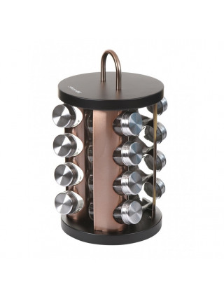 Набір ємностей для спецій Kamille 16 пр. на круглій підставці (бронза)