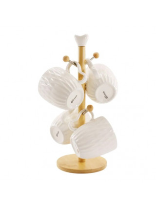 Набір кружок 4 шт. Interos 300 мл. на дерев'яній стійці 