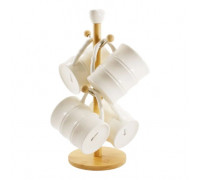 Набір чашок Interos і300 мл  на бамбуковій підставці