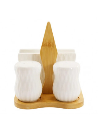 Набір для солі та перцю Interos з серветницею, на підставці 3 пр. 