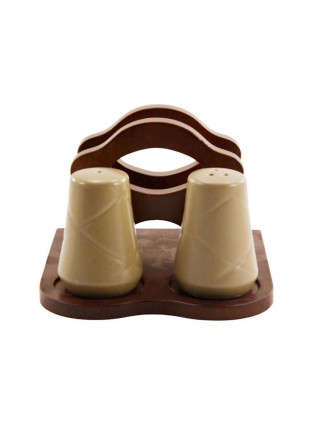 Набір для спецій Interos (для солі/перцю/серветок) на дерев'яній підставці 