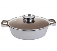 Каструля мілка Zauberg Біла 3D 3,5 л алюмінієва з мармуровим покриттям із скл.кр., індукц. 