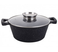 Каструля кругла Zauberg Чорна 3D 3,6 л алюм. з скл.кр., індукц. 