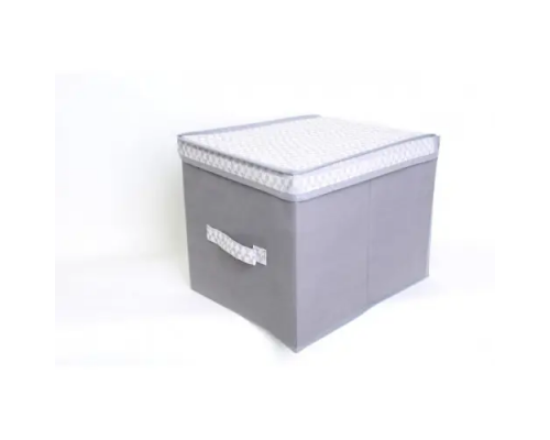 Короб для зберігання речей з кришкою, 30*40*30 см, "French Grey" (флізелін/картон)