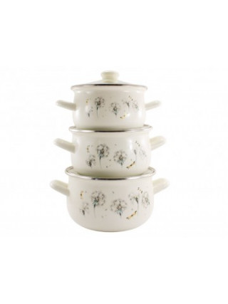 Набір каструль емальованих Zauberg Кульбаба 6 пр. (каструлі: 2 л., 3 л., 4 л.) 