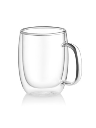 Набір чашок з ручками з подвійними стінками Ardesto, 350мл, 2шт, боросилікатне скло, прозорий