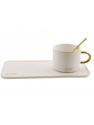 Кружка з блюдцем Interos 200 мл порцеляна