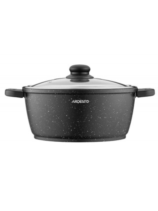 Каструля Ardesto Gemini Anzio, скляна кришка, 24 см, 4,4 л, чорний, алюміній