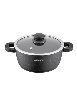Каструля Ardesto Gemini Anzio, скляна кришка, 28 см, 6,4 л, чорний, алюміній