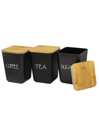 Набір банок з бамбукового волокна Kamille 3 шт. 11*11*10,6 см. (чорний)