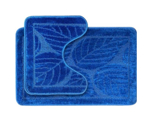 Набір килимків для ванних кімнат поліпропіленовий ТМ Dariana ECONOM 50*80+50*40 з вирізом синій листя