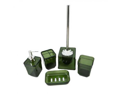 Набір аксесуарів для ванної кімнати Eco Fabric CUBE (5 предметів), прозорий зелений