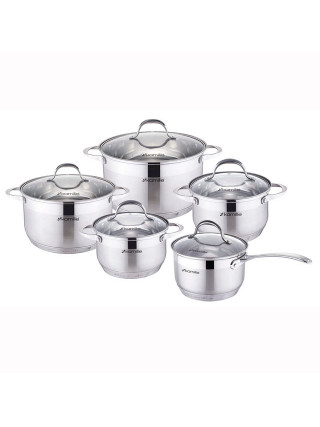 Набір каструль Kamille 10 пр. (каструлі: 2,1л., 2,9 л., 3,9 л., 6,5 л., ківш 2,1 л.)