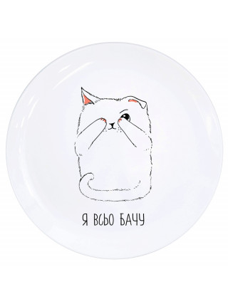 Тарілка Kvarta "Я всьо бачу" 25 см. склокераміка + подарункова коробка 