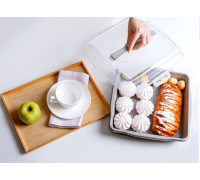 Тортівниця квадратна 30*30**9,5 см з кришкою на 4-х защіпках (/какао/пр.)