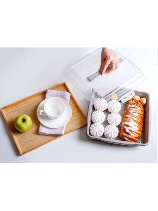 Тортівниця квадратна 30*30**9,5 см з кришкою на 4-х защіпках (/какао/пр.)