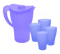 Набір посуду "Глечик та стакани" (фіолетовий-прозорий)