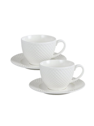 Набір чашок з блюдцями з порцеляни 220 мл, у подарунковій упаковці, 2шт. Артикул: 21-316-005. TM "Krauff" "пр."