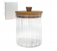 Ємність скляна S&T 500 мл з бамбуковою кришкою