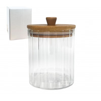 Ємність скляна S&T 500 мл з бамбуковою кришкою