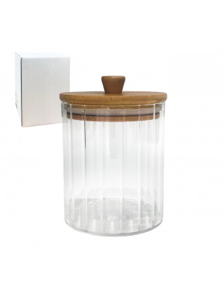 Ємність скляна S&T 500 мл з бамбуковою кришкою