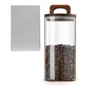 Ємність скляна S&T 950 мл з бамбуковою кришкою