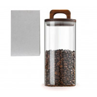 Ємність скляна S&T 950 мл з бамбуковою кришкою