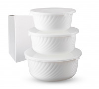 Набір салатників з кришкою S&T білий 3шт (7,5'-1,3л, 6,5'-0,8л, 5,5'-0,530л)