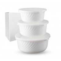Набір салатників з кришкою S&T білий 3шт (7,5'-1,3л, 6,5'-0,8л, 5,5'-0,530л)