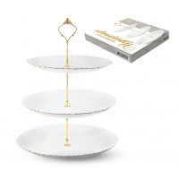 Цукерниця 3х ярусна S&T Золотий кант біла (10',8') 