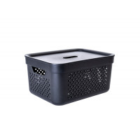 Корзина для побутових речей 15 л "Simple"  39*29*20 см, з кришкою (чорний)