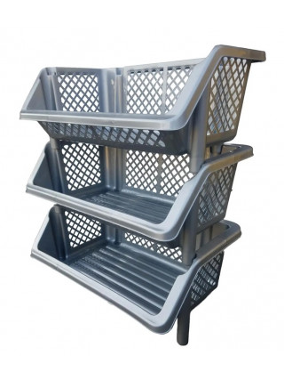 Етажерка універсальна на 3 секції, 59*38*67 см (сірий)